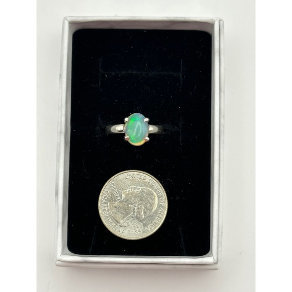 Ethiopian Opal Sterling Silver Handmade‎ Ring Size 8 - Picture 7 of 8